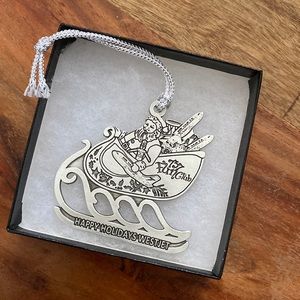 NIB WESTJET AIRLINES pewter Christmas ornament in box